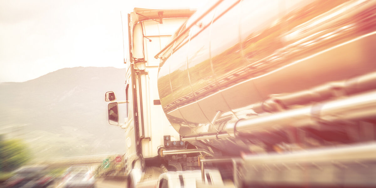 Truck accident big rig dangerously careening down the interstate towards traffic
