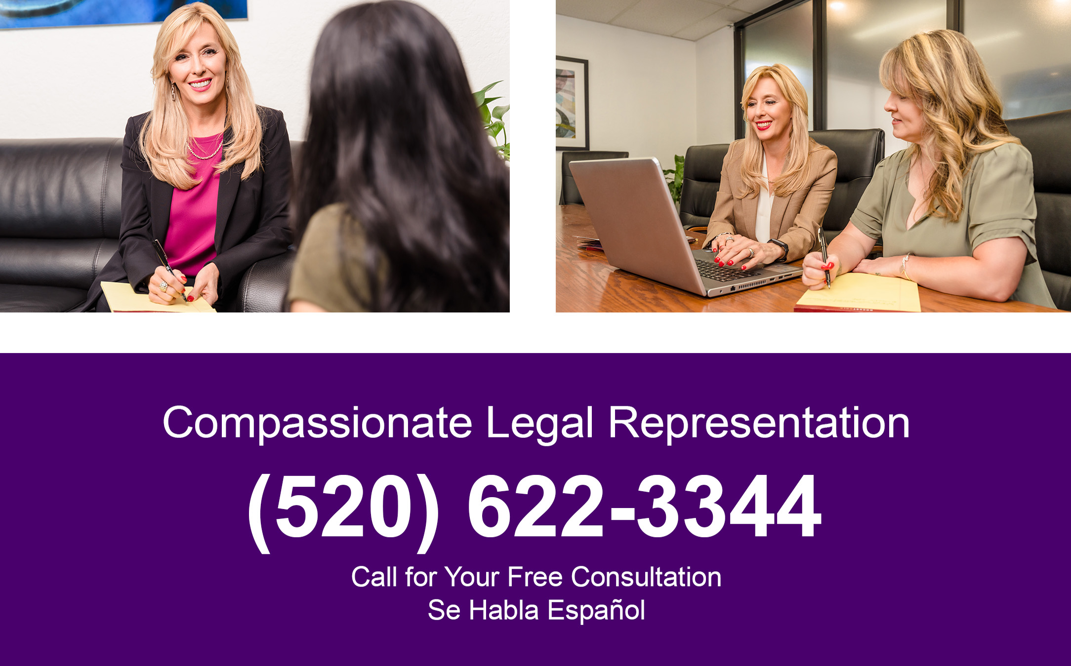 Showard Law Firm main banner image with direct office phone number